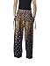 Lannaclothesdesign Women's Smocked Peacock Pants Comfortable Thai Pants Regular Black