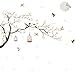 LiveGallery White Peach Blossm Flowers Wall Decals Removable DIY Tree Branches Birds Saying Art Decor Wall Stickers Murals for Living Room TV Background Kids Girls Rooms Bedroom 8 Sheets of 12