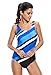 Dokotoo Womens Stripes Color Block One Piece Bathing Suit Swimsuit Monokini Blue M