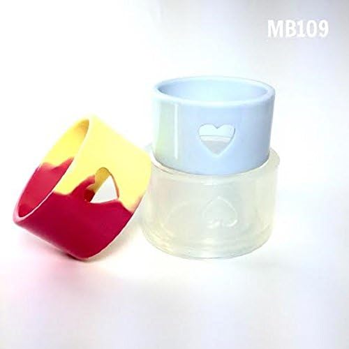 Alamould Molds Clear Silicone Mold for Creating a Carved Heart Opening Bangle Bracelet (MB109)