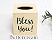 Bless You! Wood Tissue Box Cover, White