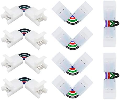 Nexillumi L Shape 4 Connectors Angle Adjustable 90 180 Degrees Led Strip Connectors For 10mm Width 5050 Rgb Led Strip Lights 10 Pcs Sg Diy Tools