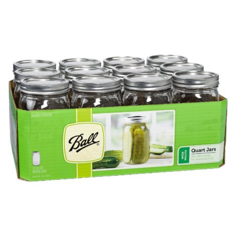 Click Here to See More Images Ball Wide Mouth Quart Glass Jars 12 Pack | Freezer Safe (32 OZ)
