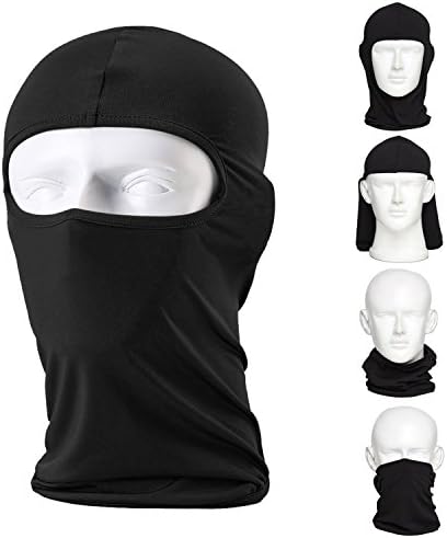 Balaclava Ski Mask Face Mask - Windproof &amp; Dust Protection Motorcycle Cycling Lycra Fabrics Breathable Face Mask Black