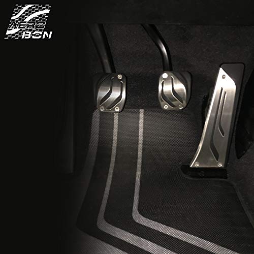 AeroBon Manual Transmission Stainless Steel Fuel Brake Clutch Pedal Pads Compatible with BMW 1 2 3 4 5 6 X1 X2 X3 X4 X5 X6 M3 M5 M6- No Drill Required