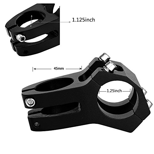Three BY Bike Stem 31.8 Bike Stem 45mm Short Handlebar Stem Mountain Bike Stem Aluminium Alloy for Most Bicycle,MTB,BMX,Fixed Gear Bicycle,Cycling-Black