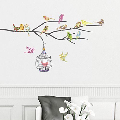 DECOWALL DW-1202 14 Birds on a Branch Kids Wall Stickers Wall Decals Peel and Stick Removable Wall S - //coolthings.us
