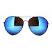 SUPER Oversized Aviator Sunglasses Big Metal Frame Black, Blue Mirror Lens