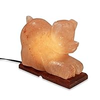 Zennery Best Glowing Hand Carved PUPPY SHAPE Himalayan Pink Salt Lamp Rock Crystal with Decorative Neem Wood Base and replaceable 15W bulb -UL listed 6
