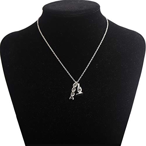 CHOORO Microscope and DNA Double Helix Necklace Science Gift for Laboratory Technologist/Science Student (Microscope DNA Necklace)