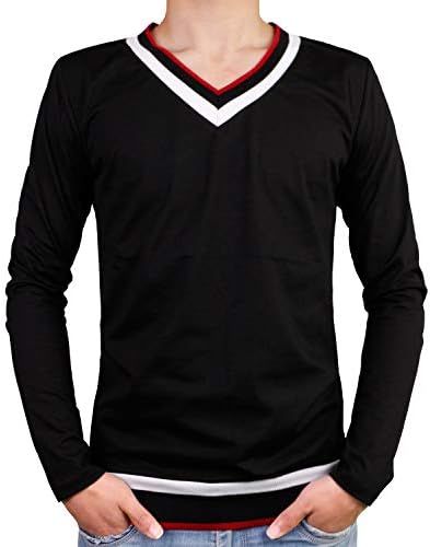Tシャツ メンズ 長袖 Vネック 無地 カットソー ロンt カジュアル キレイめ トップス 黒 業界no 1 白 ストレッチ