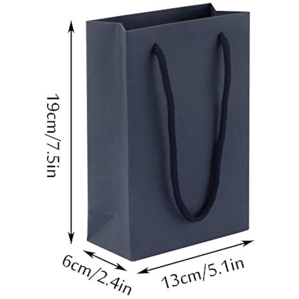 Navy Gift Bags, Kraft Paper With Handles, 50 Pack Heavy Duty Matte Tote