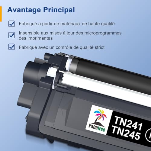 Palmtree TN241 TN245 Toner de Remplacement pour Brother TN-241 pour Brother MFC 9332CDW Toner DCP 9022CDW MFC-9142CDN HL-3142CW DCP-9022CDW MFC-9332CDW DCP-9020CDW HL-3152CDW HL-3140CW (5-Pack)