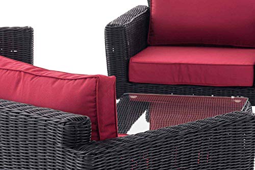 CLP Polyrattan Loungeset Kiruna I Schwarz I Gartenlounge Rundrattan I Sofa & 2X Sessel & Glastisch I 5mm Rattandicke… – Bild 6
