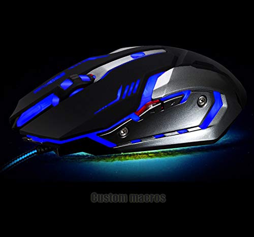Wired Gaming Mouse for PC Laptop Mac, 3500 DPI 6 Buttons Custom Macros USB Alternately Change Light (Black)