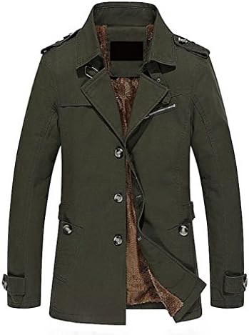YITANG Men's Cotton Long Sleeved Single Button Jacket(Army Green(Thicken),US S/AsianM)