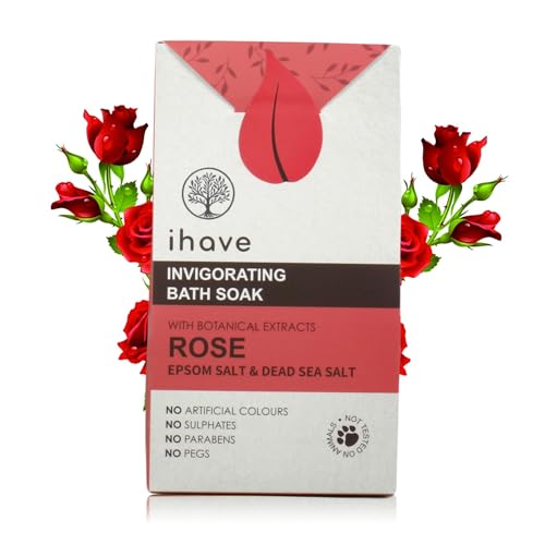 IHAVE EPSOM SALT & DEAD SEA SALT BATH SOAK WITH ROSE ESSENTIAL OILS, PORTABLE BATH SALTS UNIQUE SPA GIFTS FOR HER, IDEAL ANNIVERSARY, BIRTHDAY GIFTS FOR WOMEN, MOM, WIFE, GIRLFRIEND, SISTER, FRIENDS