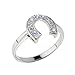 Dainty 925 Sterling Silver CZ-Studded Ladies Horseshoe Ring