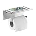 Bosszi New Concise Style Self Adhesive Wall Mount Paper Tissue,SUS304 Stainless Steel Toilet Paper Towel Holder Mobile Phone/Soap Storage Shelf,Brushed