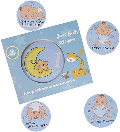 Baby Boy Month Stickers 18 Pack Newborn Infant Belly Monthly Milestone Stickers - Cute Baby Shower Gift