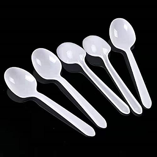 100 Disposable Spoons Individually Wrapped,White LightWeight Plastic Spoons Individually