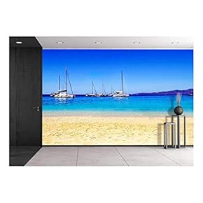 Sailboats in Zante Island Greece - Removable Wall Mural | Self-Adhesive Large Wallpaper - 66x96 inches