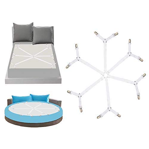 GOODTIMES Update Bed Sheet Clips, Adjustable Sheet Straps Suspenders Gripper Fastener, 6 Sides Triangle Heavy Duty Fuit for Round and Square Mattress Cribs and Shape, Keeping Your Sheets in Place