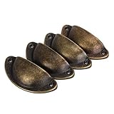 NUOLUX 4pcs Vintage Decorative Door Drawer Pull Handle Iron Semicircle Knobs (Bronze)