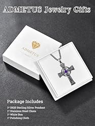 ADMETUS Black Celtic Cross Necklace Sterling Silver