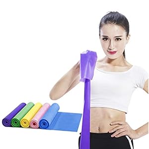 PURFUN 5 Pcs High Elastic Latex Yoga Strap Workout Fitness Resistance Band Home Gym Slimming Body Shaping Tool Stretch Exercises Belt for Back Arm Leg and Butt