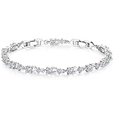 WOSTU Women Tennis Bracelets Luxury White Gold Plated Bracelet with Sparkling Cubic Zirconia Xmas Gifts for Her