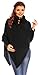 Glamour Empire Womens Warm Knit Poncho Sweater Batwing Cape Top Jumper 312 (Black, ONE SIZE US 4/6/8, )
