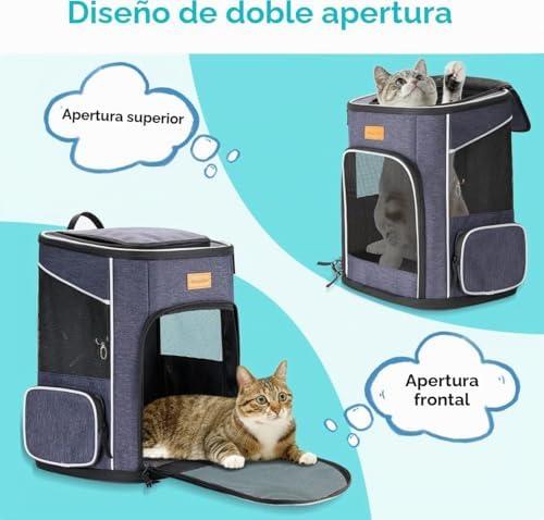 Mochila para Gatos e Cães Pequenos, 7 kg, Dobrável com Trela de Segurança Interior e Carapaça