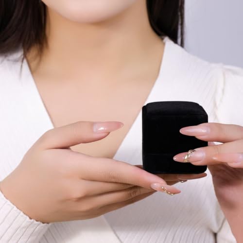 Niche-Finds Niche-Finds Black Fancy Ring Box Jewelry Box Ring box - Genuine Velvet