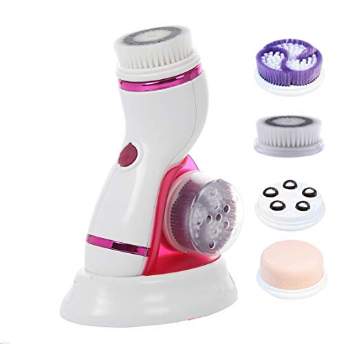 Gackoko Facial Cleansing Brush- with advance Latest Ion Technology & 4 Brush Heads for chargeable Electric Rotating Face brush -Awaken skin vitality for Deep Cleansing, Exfoliating,Blackhead (purple)