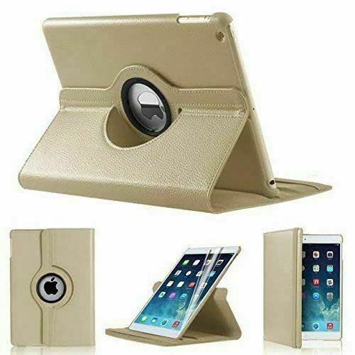 PU Leather Rotate Stand Case for iPad 9.7 inch 5th/6th Generation 2017/18 and For iPad Air 1st Generation and iPad Air 2 2013/14 (Gold)