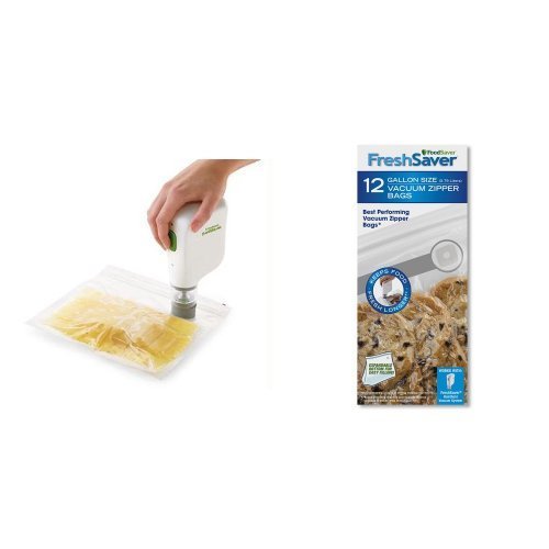 Click Here to See More Images This bunde includes a FoodSaver FSFRSH0051 FreshSaver Handheld Vacuum Sealing System and FoodSaver Gallon-Sized Vacuum Bags, Set of 12