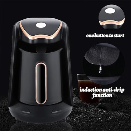 Saraele Electric Turkish Coffee Maker Machine with 250ml/1 Cup Coffee Pot Single Serve Espresso Maker 600W Heating Coffee Pot 5 Minute Quick Making with Induction -drip Function