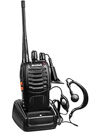 Arcshell Radios de dos vías de largo alcance recargables con auricular Paquete de 2 UHF 400 470 Mhz Walkie Talkies Batería de ión de litio y cargador incluidos