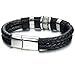 FIBO STEEL Stainless Steel Braided Leather Bracelet for Men Cuff Bracelet Magnetic...