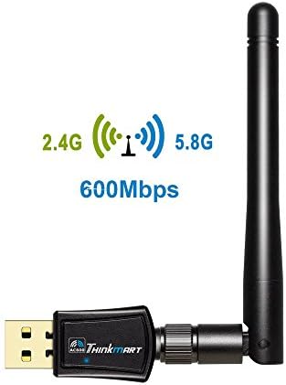 Thinkmart 600Mbps Dual Band USB WiFi Adapter 802.11ac 2.4G/5G Wireless Network Adapter Antenna for Desktop Laptop, Support WinXP/7/8/8.1/10(32/64-bit), Mac OSX 10.4-10.12