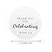 Thank You for Celebrating with Us Tag,Original Design Paper Gift Tag,100 PCS Kraft Tags with 100 Feet String for Wedding,Baby Shower, Party Favor (White)