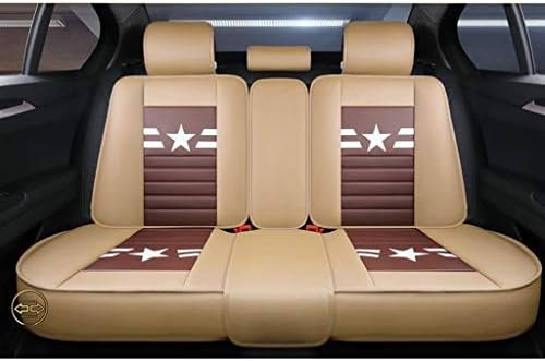 シートクッション 車用 カーシートカバー ドライバーとパッセンジャーカーアクセサリー内装用5シートフルセットフロントペアレザーユニバーサルチャイルドシートプロテクターセット シートカバー 流行のアイテム Brown Beige Color