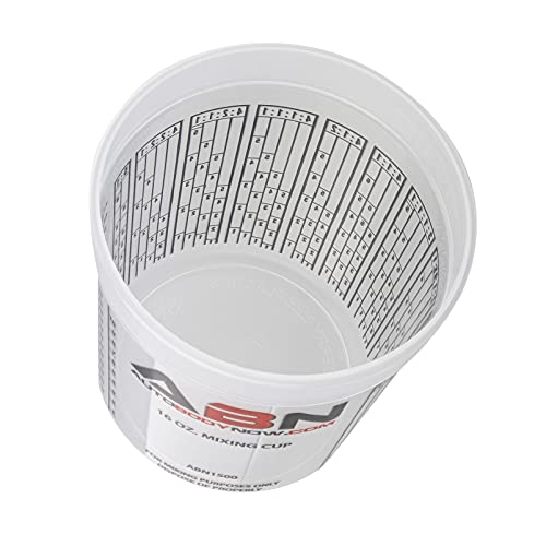 ABN Clear Plastic Mixing Cup 12Pack 16oz Ounce / 473mL Milliliter Container with Ratios for