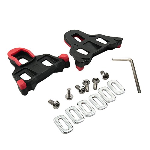 Beststar Bike Cleats - Self-locking Cycling Pedals Cleat - Indoor Cycling & Road Bike Bicycle Cleat Set, Compatible with Shimano&Look Shoes #81539 (Red)