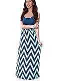 Newfits Womens Striped Zig Zag Scoop Neck Chevron Print Tank Maxi Long Dress