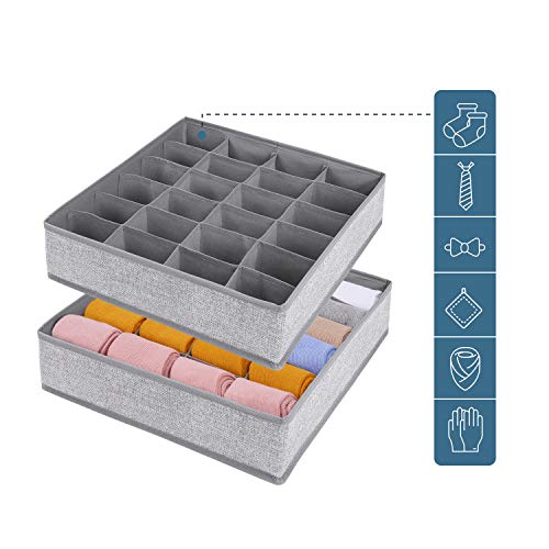 Joyoldelf Sock Drawer Organizer Divider 2 Packs Underwear Organizer, 24