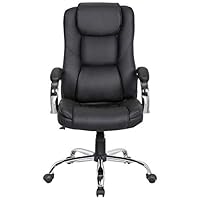 LCH High Back Leather & Fabric Office Chair with Adjustable Tilt Angle - Computer Desk Chair with Thick Padding for Comfort and Ergonomic Design for Lumbar Support