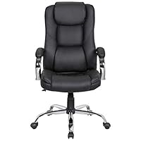 LCH High Back Leather & Fabric Office Chair with Adjustable Tilt Angle - Computer Desk Chair with Thick Padding for Comfort and Ergonomic Design for Lumbar Support