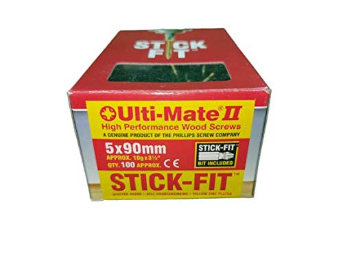 Super High Performance Wood Screw with Stick Fit (Including High Stick Bit) Anti Rust, One Hand Driving, State of The Art Pozisquare, Anti-Camout Recess (5.0 x 90mm (100)) โ image 1